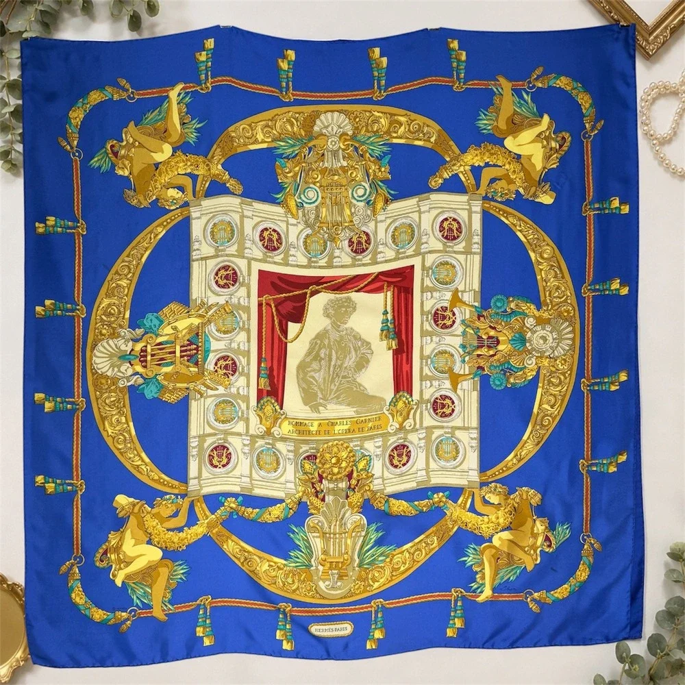 Hermes Paris Hommage a Charles Garnier Silk Scarf Blue Gold Bergdorf Goodman